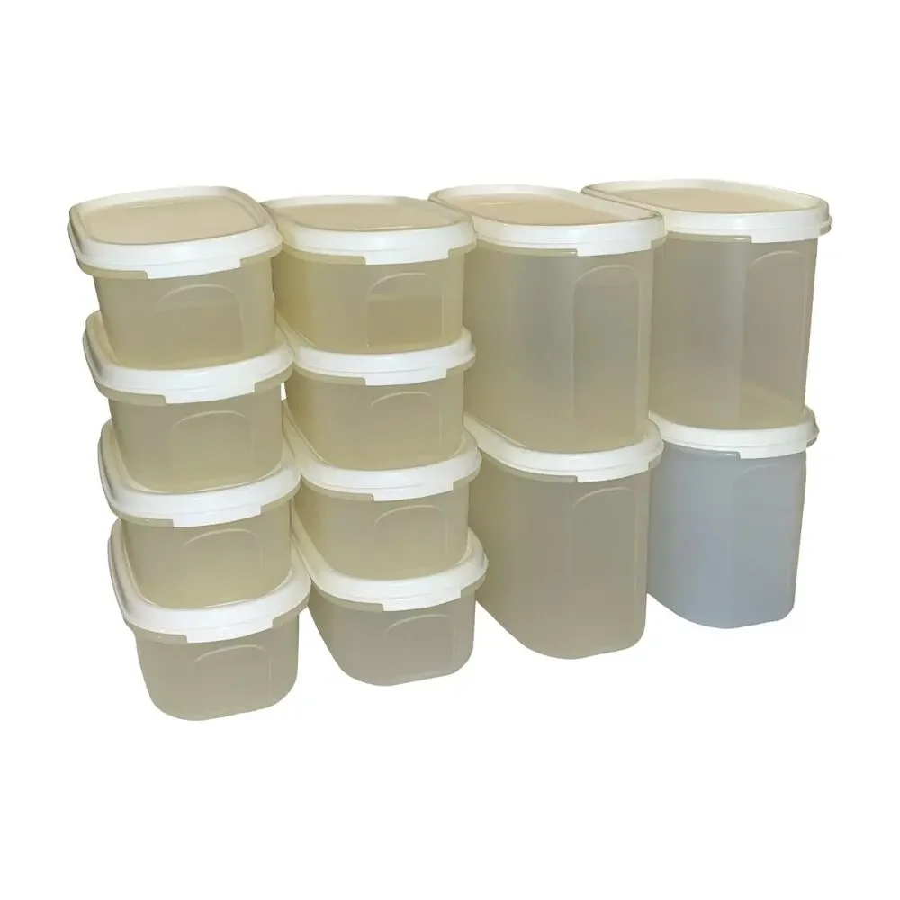 Tupperware Modular Mates Set 12 White Lids Oval 1 & 2 Food Storage Container USA